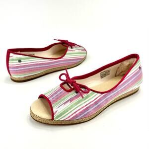 Ugg Marleigh Open Toe Flats Sz 9 Pink/Multi Serape/Canva Espadrille Platform New